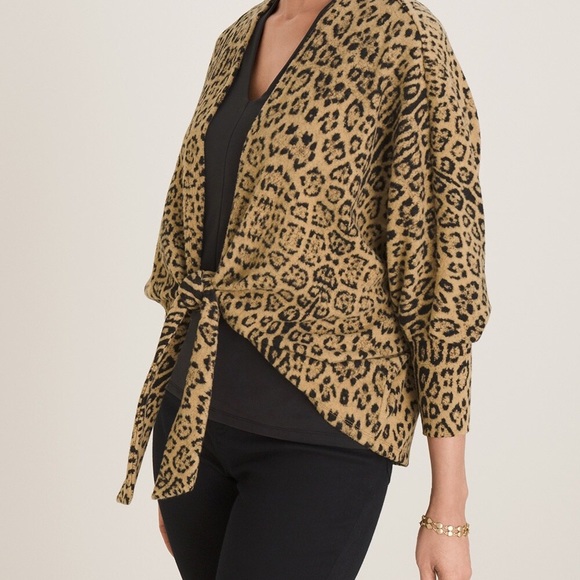 Cozy Tie-Front Animal-Print Cardigan Chico’s 1 - Picture 5 of 7
